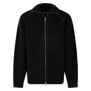 DRIES VAN NOTEN Men's Zip-Up Ribbed Knit Sweater Men BLACK Sweaters & Cardigans
